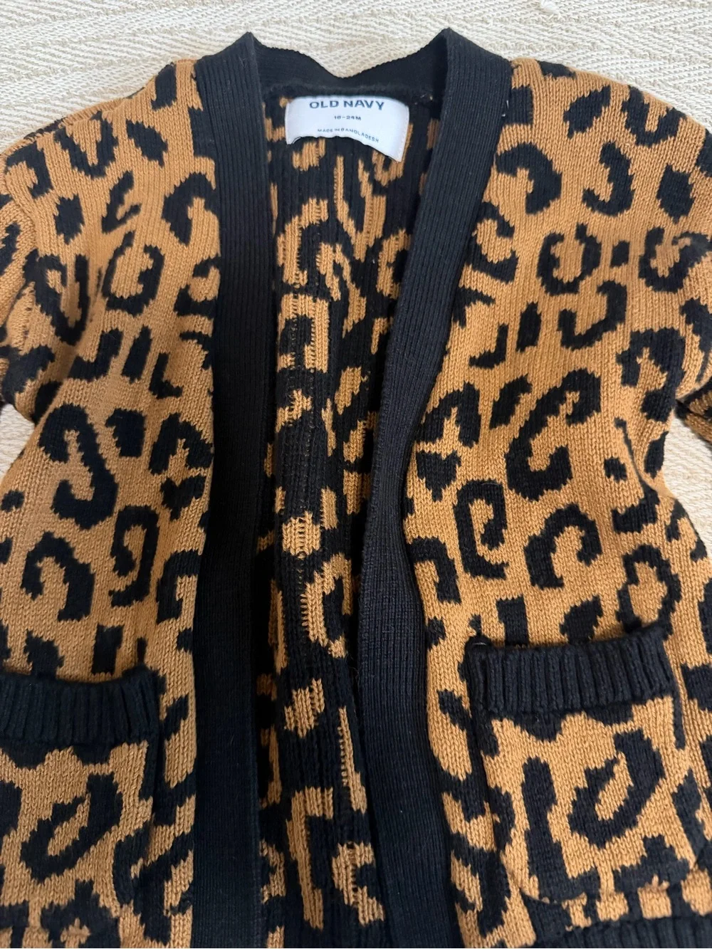 Old Navy Kids Leopard Cardigan - Black & Brown